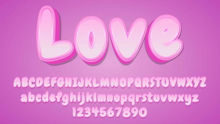 Modern 3d Gradient Pink Word Love Editable Text Effect