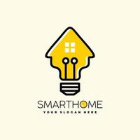 casa y bombilla para el diseño del logotipo de smarthome vector