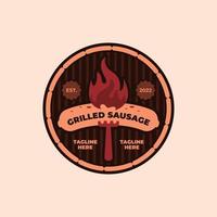 Grilled sausage retro emblem logo vector