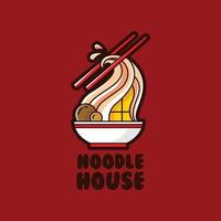 Cartoon noodle house logo for your business cafe or restaurant identity vector