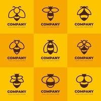 logotipo de monograma de abeja para la colección de la empresa con fondo amarillo vector