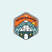 Mountain barn vintage label logo vector