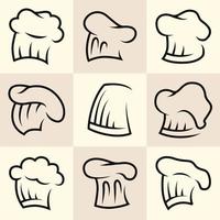 Chef hat logo collection with line art vector