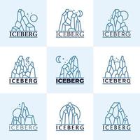 colección de logotipos iceberg con línea ar vector