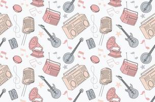 seamless pattern of musical instruments in a flat style vector