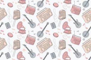 seamless pattern of musical instruments in a flat style vector