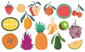 juego de vectores de dibujo a mano de fruta fresca. ilustración vectorial