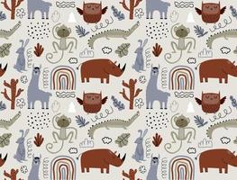 Vector seamless pattern with cute animal.