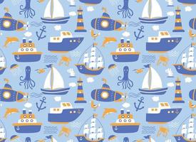 Seamless pattern with ships. vector