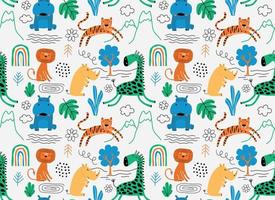 Vector seamless pattern with cute animal.