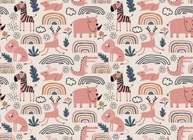 Vector seamless pattern with cute animal.