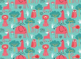 Vector seamless pattern with cute animal.