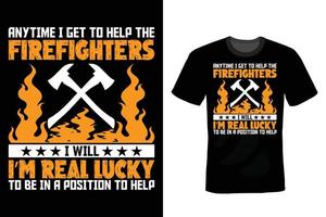 Firefighter T shirt design, vintage, typography vector