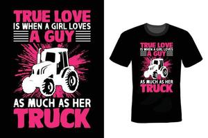 Truck T shirt design, vintage, typography vector