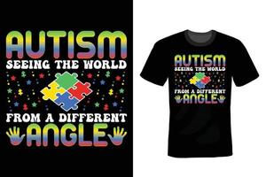 diseño de camiseta de autismo, vintage, tipografía vector