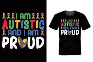 diseño de camiseta de autismo, vintage, tipografía vector