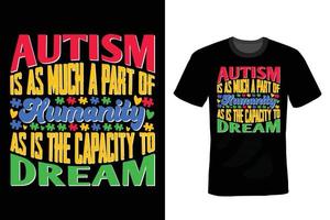 diseño de camiseta de autismo, vintage, tipografía vector