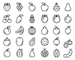 conjunto de iconos lineales de frutas, vector, ilustración. vector