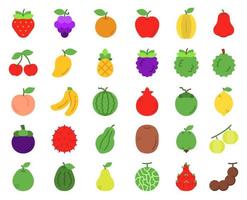 conjunto de iconos de frutas, vector, ilustración. vector