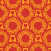 patrón transparente rojo-naranja con adornos decorativos de lujo, vintage. bueno para murales, textiles, postales e impresiones. ilustración vectorial vector