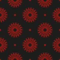 Chinese black and red abstract seamless vector background. Indian floral element. Graphic ornament for wallpaper, fabric, wrapping, packaging.
