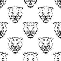 Polygonal Tiger Seamless Pattern Black and White Vector