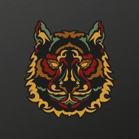 A tiger head with colorful patterns on it vector