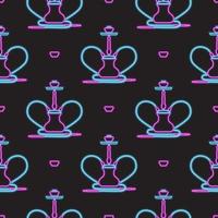 Seamless pattern with neon hookahs. Good for menus, postcards, wallpaper and fabric. Vector illustration.