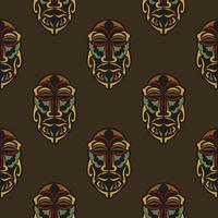 Seamless pattern with masks of the gods in the colors of the baroque style. Good for murals, textiles, postcards and prints. Vector illustration.