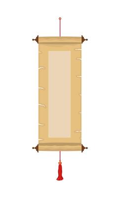 Ancient empty scroll. Torah unfurled with wooden handles. Torn piece of paper, ready for your message.