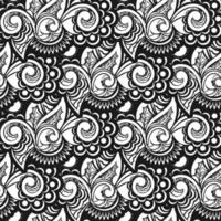 Damask seamless vector background. Wallpaper in a baroque style pattern. Black and white floral element. Ornament for wallpaper, fabric, packaging, packaging.