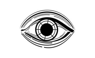 Vector illustration of human eye in engraved style