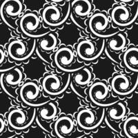 Seamless pattern with white swirls on black background vector