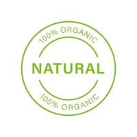 Organic Natural Product Green Line Icon. 100 Percent Bio Organic Product Stamp. Natural Bio Healthy Eco Food Label. Organic Ecology Vegan Food Sign. Nature Food. Isolated Vector Illustration.