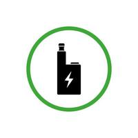 Vaping Electric Cigarette Area Silhouette Icon. Vape Zone Place Glyph Pictogram. Smoke Electronic Cigarette Zone Green Sign. Safe Smoking E-Cigarette Room Allow Symbol. Isolated Vector Illustration.