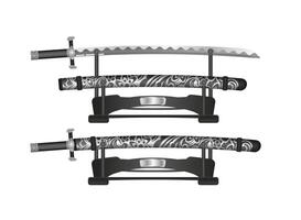 Katana Samurai sword in realistic style. Japanese sword. vector