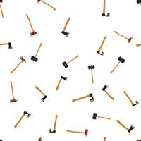 A pattern of axes and hammers on a white background vector