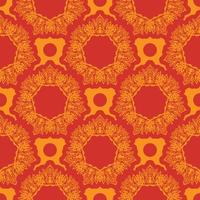 Red-orange seamless pattern with luxury, vintage, decorative ornaments. Good for murals, textiles, postcards and prints. Vector illustration.