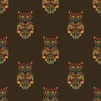 A pattern with a brown owl on it vector