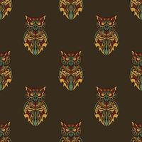 Seamless pattern with owls in the colors of the baroque style. Good for backgrounds, prints, apparel and textiles. vector