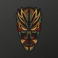 Polynesia mask in baroque color. Luxurious pattern with lace motifs. Isolated. Vector illustration