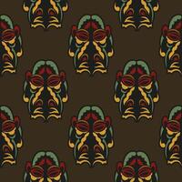 Seamless pattern with masks of the gods in the colors of the baroque style. Good for backgrounds, prints, apparel and textiles. Vector illustration.