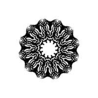 Circular flower mandala pattern for Henna, Mehndi, tattoo, decoration. Decorative ornament in ethnic oriental style. Outline doodle hand draw vector illustration.