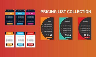 Pricing table and pricing subscription plan template design. vector