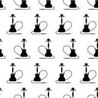 Vector Arabic Hookah Silhouette Seamless Pattern Isolated on White Background.