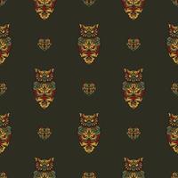 Seamless pattern with owls in the colors of the baroque style. Good for backgrounds, prints and textiles. Vector illustration.