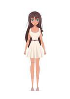 Anime girl in a dress. Vector illustration