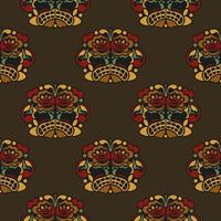 Seamless pattern with masks of the gods in the colors of the baroque style. Good for murals, textiles, postcards and prints. Vector illustration.