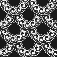papel tapiz en un patrón de estilo barroco. elemento floral en blanco y negro. ornamento gráfico para papel pintado, tela, envoltura, embalaje. adorno floral de damasco. estilo simple, ilustración vectorial. vector