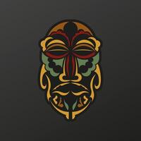 Polynesia totem mask in baroque color. Face of the gods of ancient tribes tattoo. Luxurious pattern with lace motifs. Isolated. Vector illustration